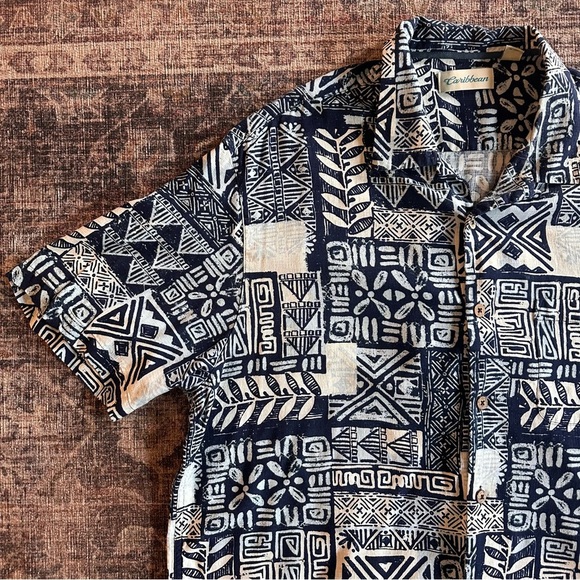 Caribbean Silk Blend Pattern Button Up | Men’s XL - Picture 2 of 8